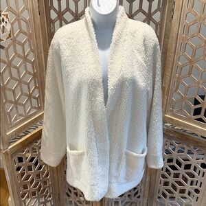 Talbots "Haven Well Within" Cozy Sherpa Open Cardigan White Size Medium